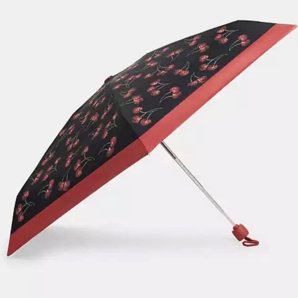 Coach Uv Protection Mini Umbrella With Cherry Print